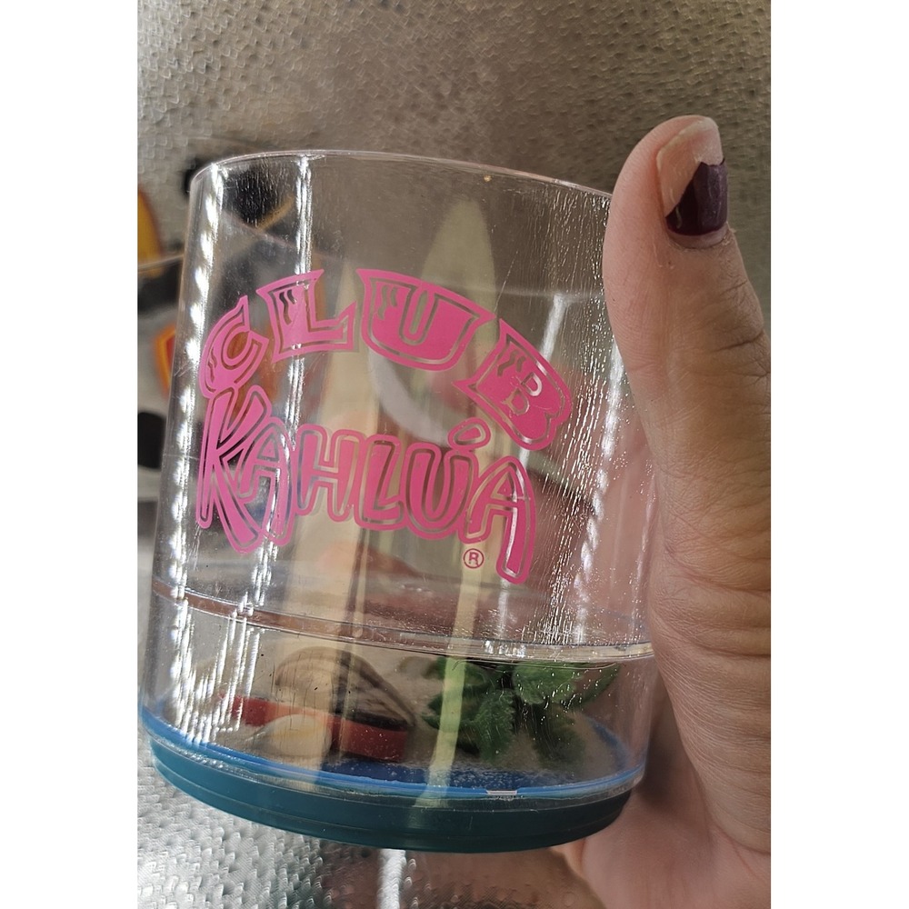 (2) Club Kahlua  Novelty Plastic Drinkware‎ Assorted Style Seashell Sand Designs - Picture 6 of 12